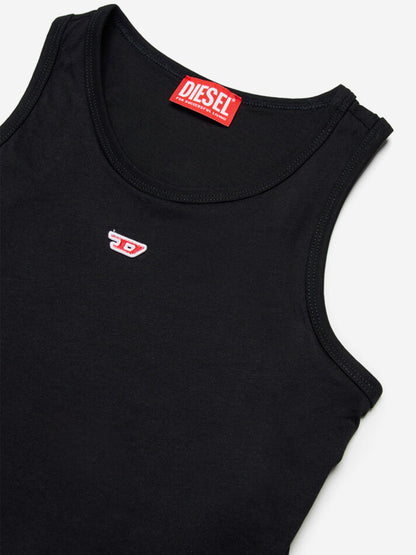 Girls D Logo Sleeveless Top in Black