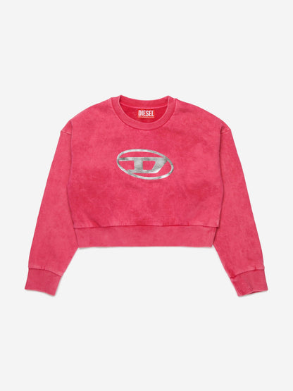 Girls Oval D Logo Sweatshirt in Pink