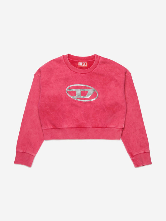 Girls Oval D Logo Sweatshirt in Pink