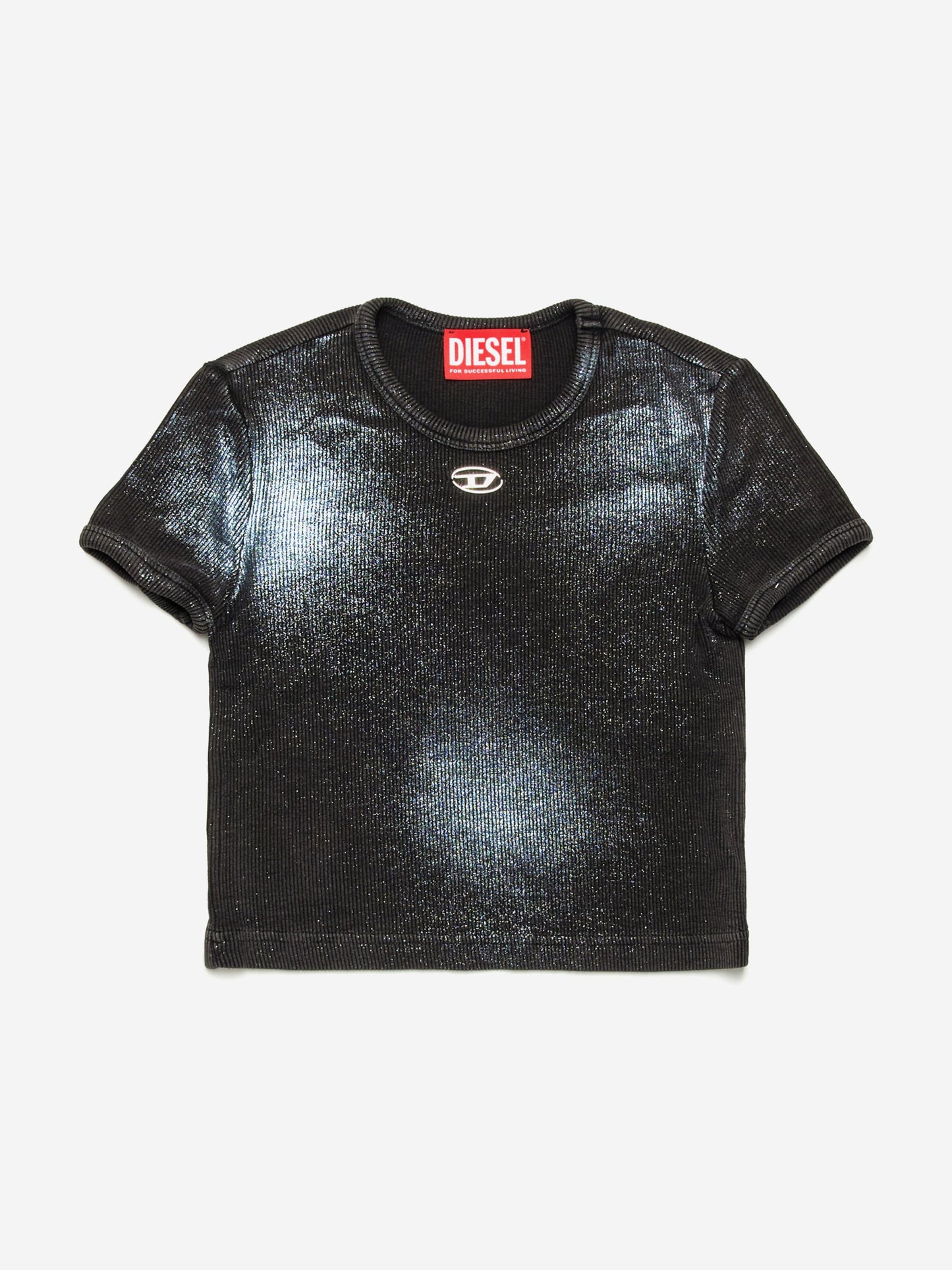 Girls Metallic Shimmer Oval D T-Shirt in Black