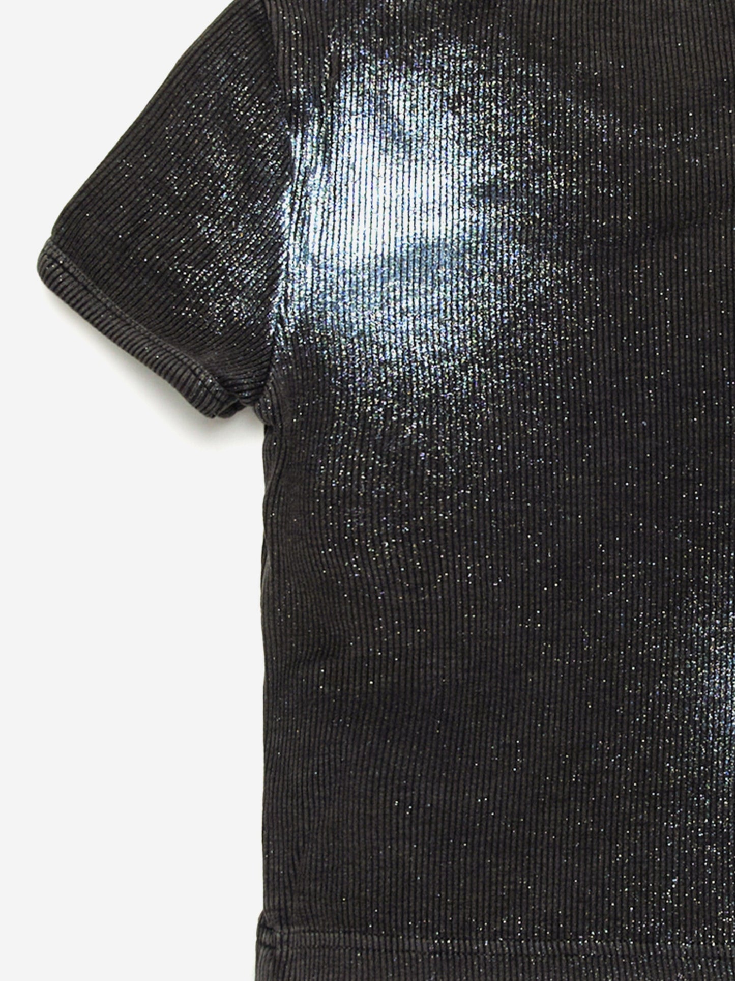Girls Metallic Shimmer Oval D T-Shirt in Black