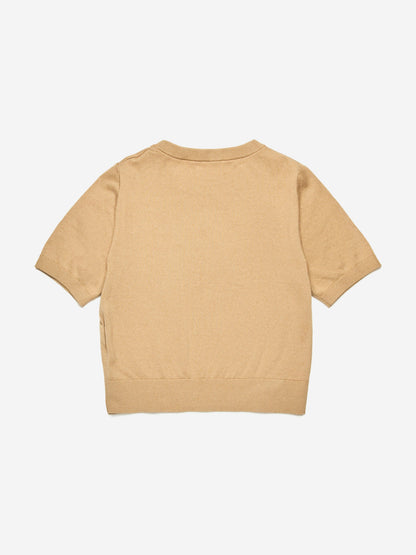 Girls Oval D Cotton Knit Top in Beige