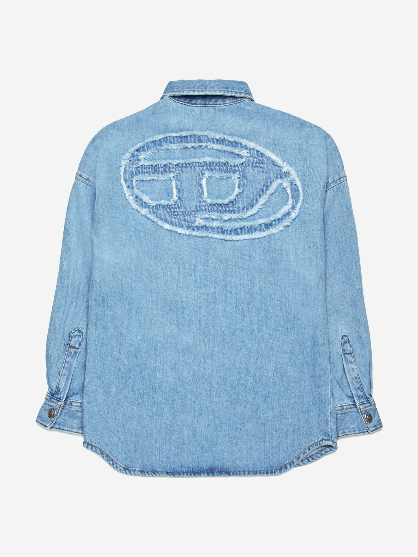 Boys Oval D Back Logo Denim Shirt in Blue
