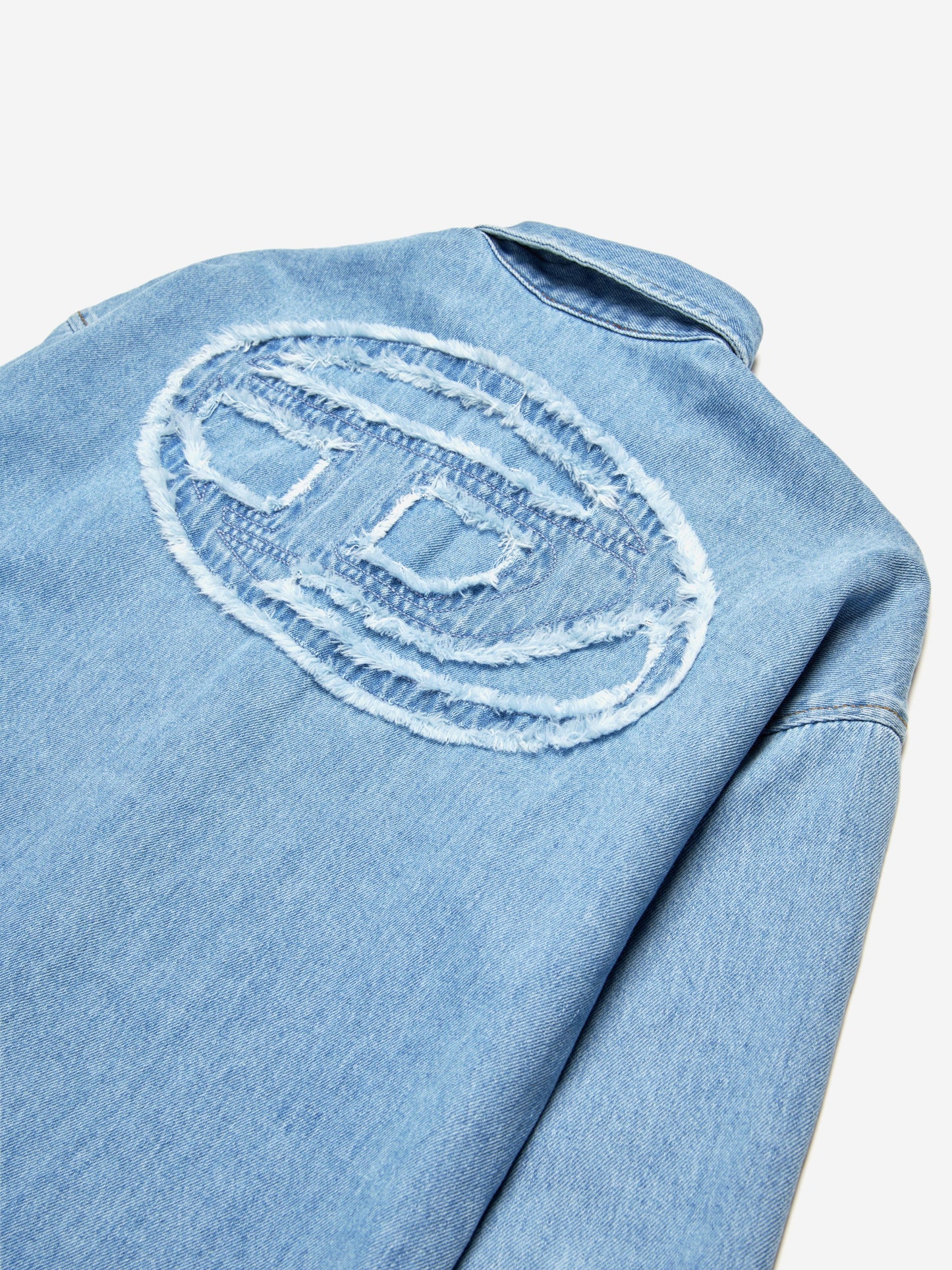 Boys Oval D Back Logo Denim Shirt in Blue
