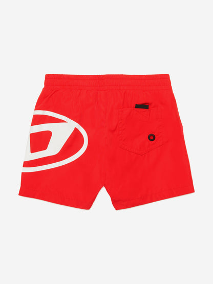 Baby Boys Oval D Swim Shorts in Red