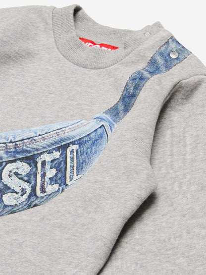 Baby Boys Crossbody Bag Print Sweatshirt in Grey