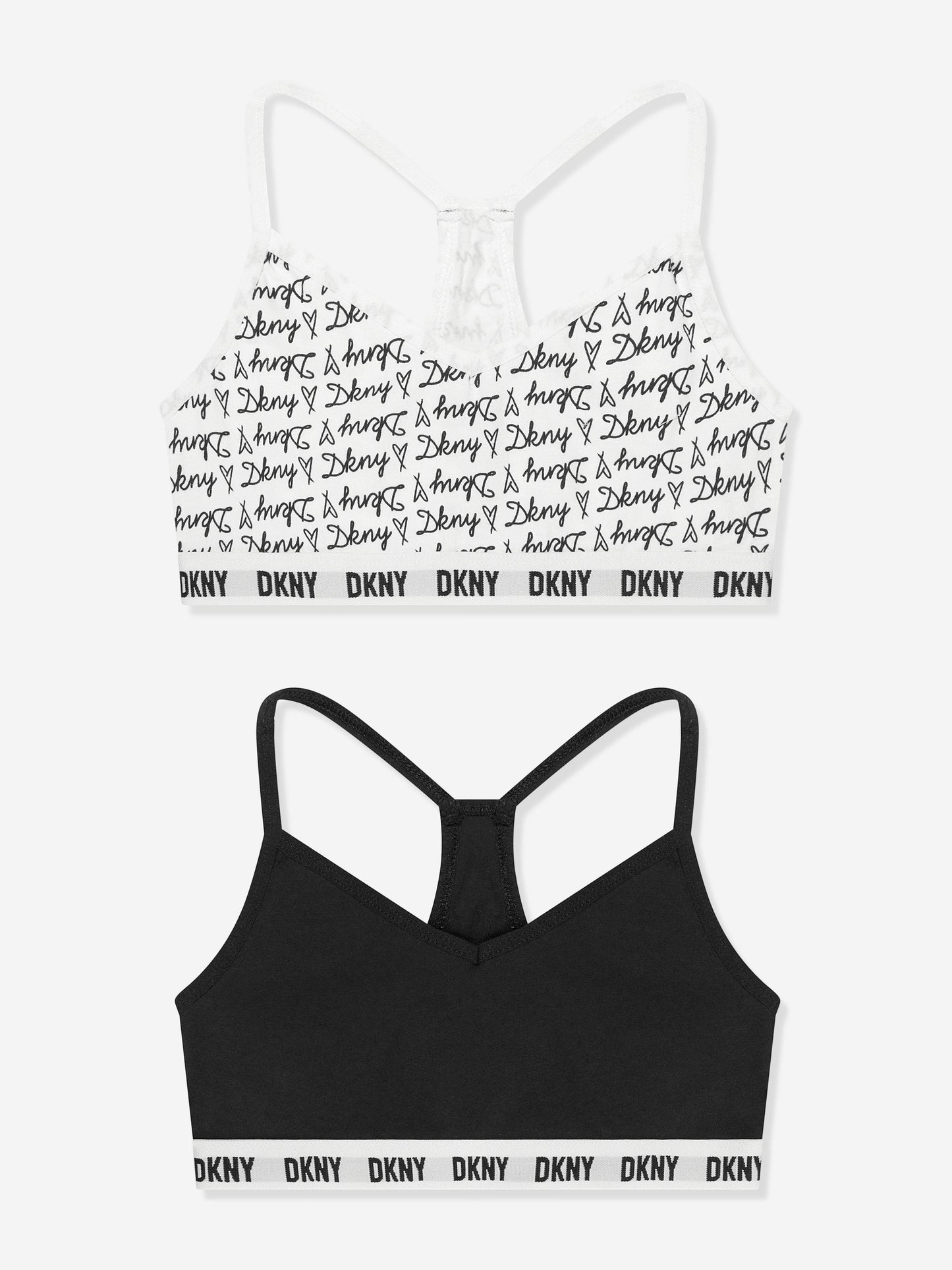 DKNY 女童 2 件装 黑色 Racer 文胸