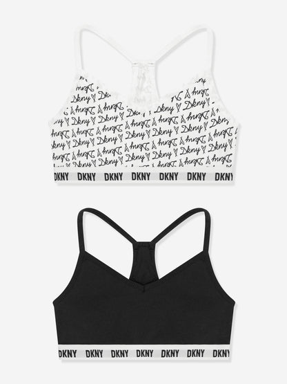 DKNY 女童 2 件装 黑色 Racer 文胸