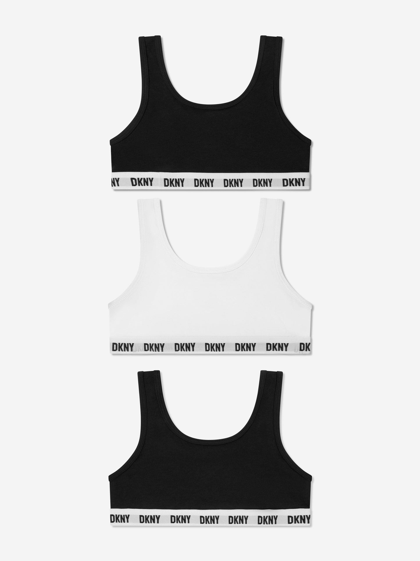 DKNY 女童 3 件装运动文胸套装（黑色）
