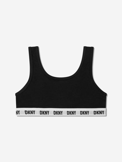DKNY 女童 3 件装运动文胸套装（黑色）