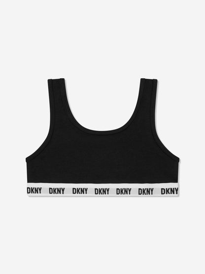 DKNY 女童 3 件装运动文胸套装（黑色）