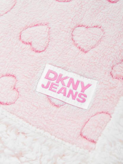 DKNY Baby Girls Sherpa Fleece Heart Blanket in Pink (90cm)
