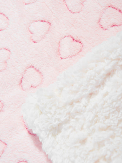 DKNY Baby Girls Sherpa Fleece Heart Blanket in Pink (90cm)