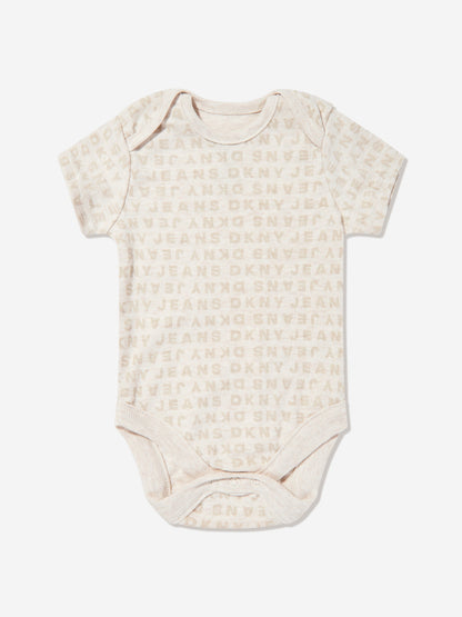 DKNY Baby Boys 5 Piece Babygrow Set in Beige