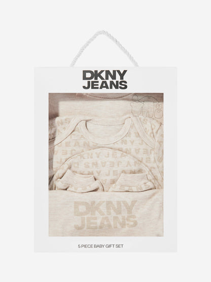 DKNY Baby Boys 5 Piece Babygrow Set in Beige