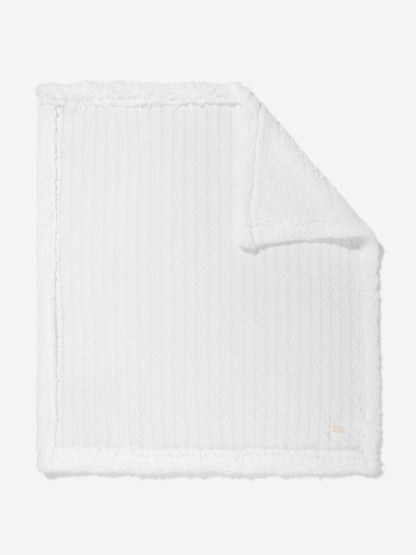 DKNY Baby Sherpa Fleece Blanket in White (90cm)