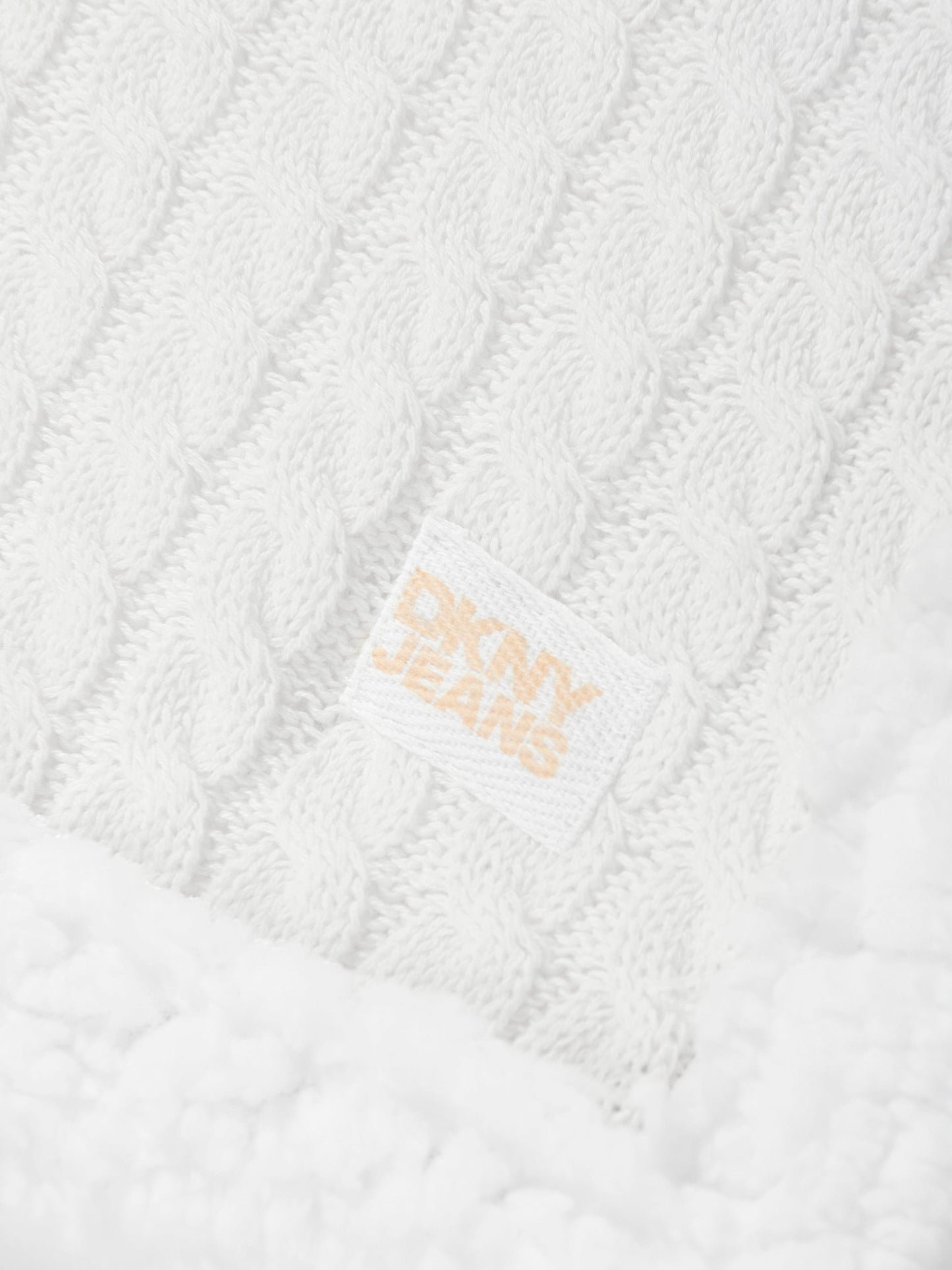 DKNY Baby Sherpa Fleece Blanket in White (90cm)