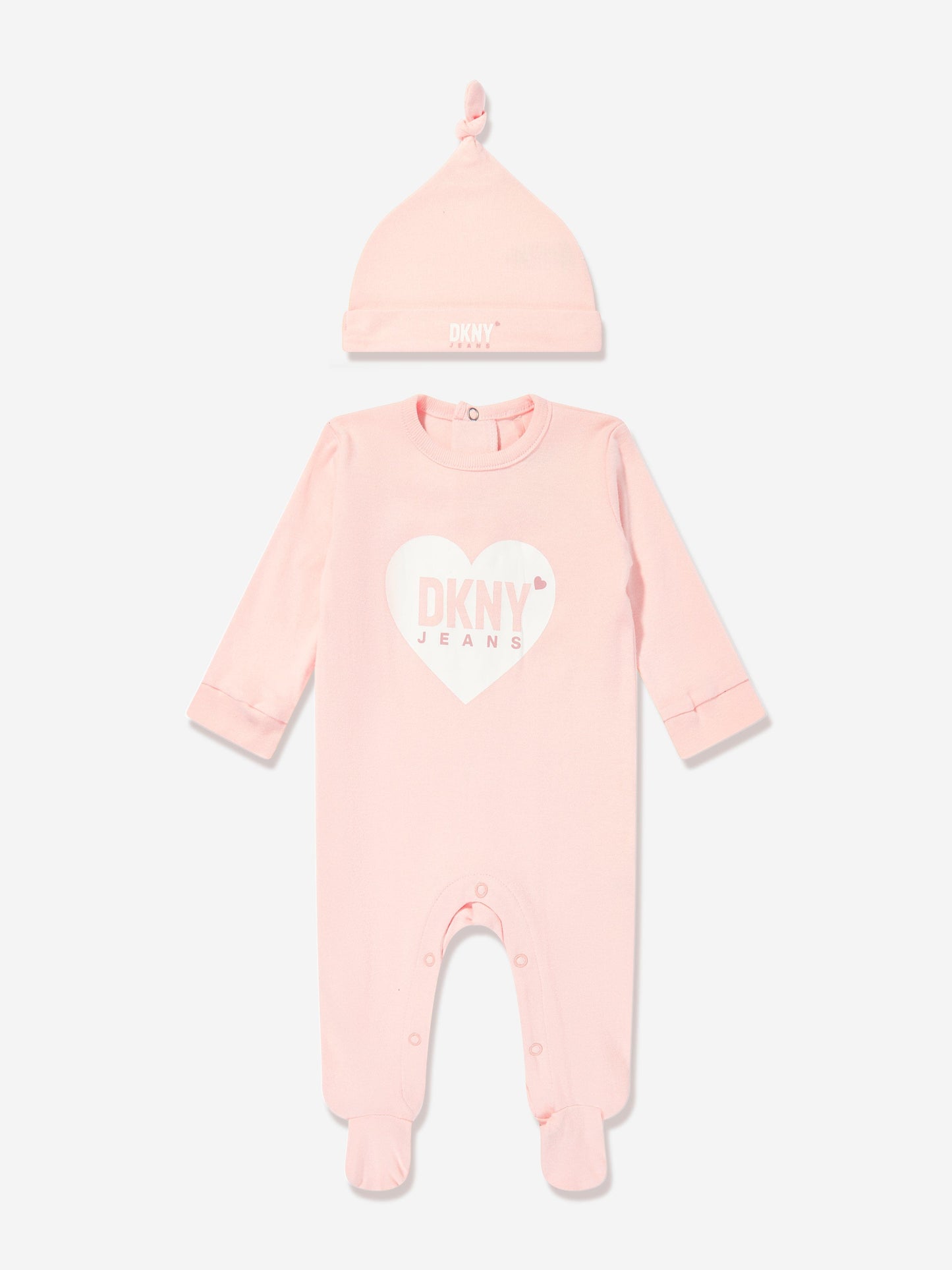 DKNY Baby Girls Heart Logo Babygrow Set in Pink