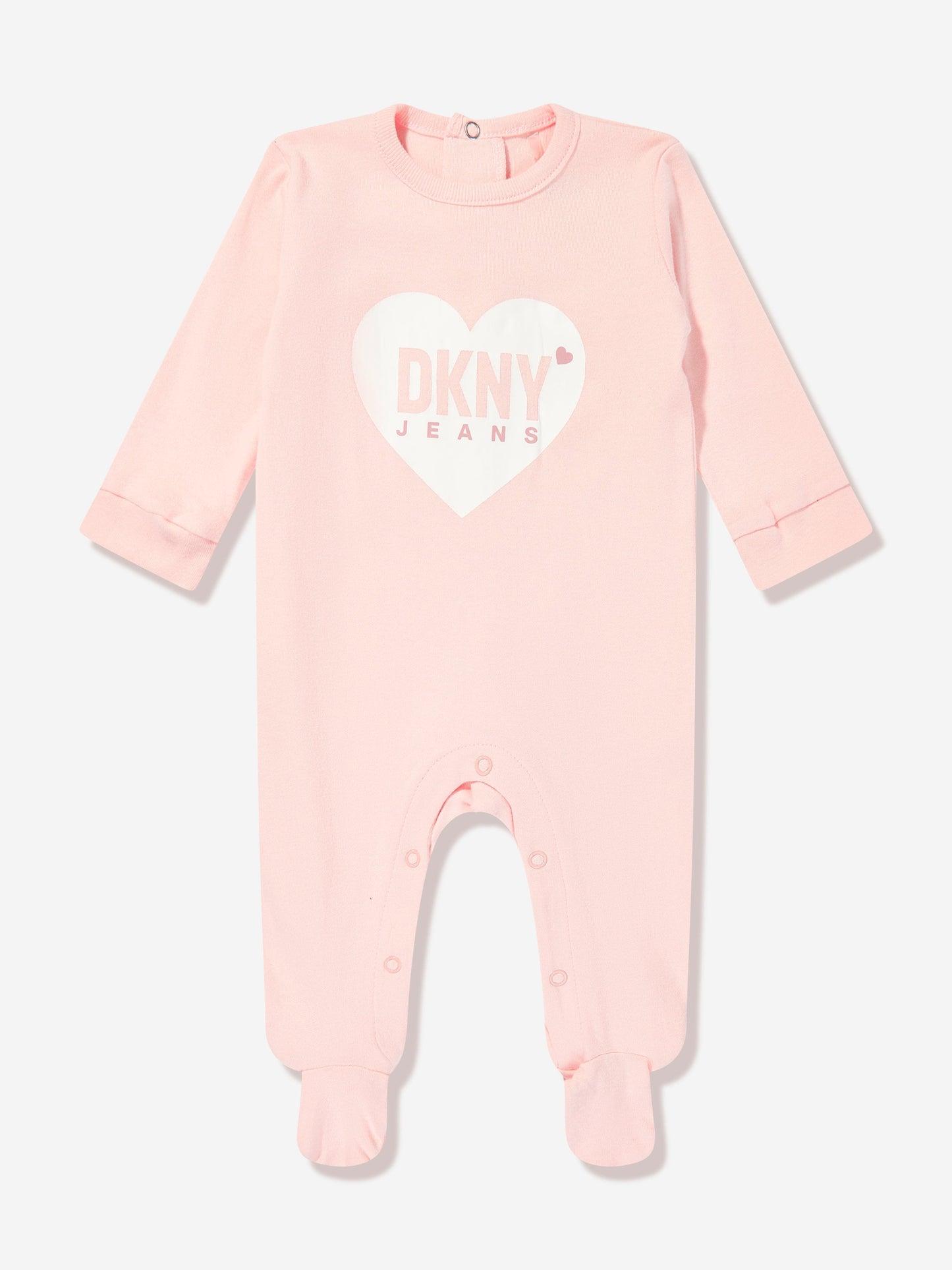 DKNY Baby Girls Heart Logo Babygrow Set in Pink
