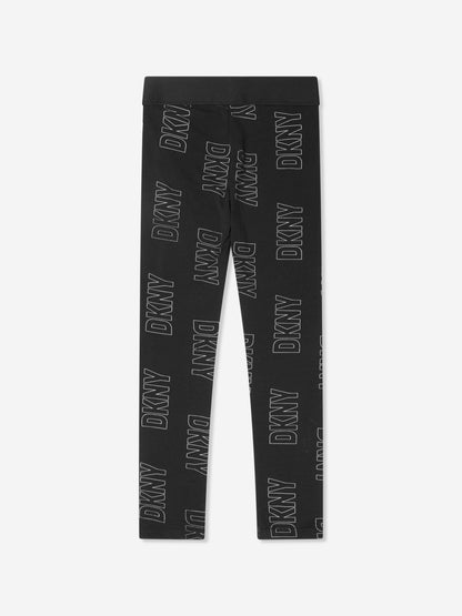DKNY 女童黑色徽标紧身裤