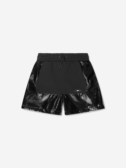 DKNY 女童黑色亮面短裤
