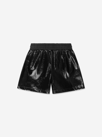 DKNY 女童黑色亮面短裤
