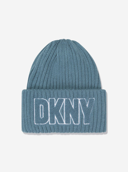 DKNY Kids 绿松石色针织套头帽