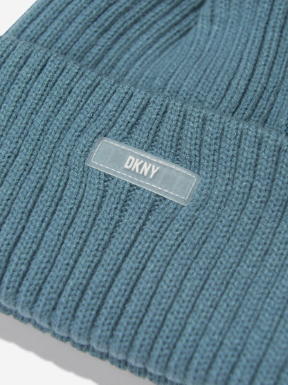 DKNY Kids 绿松石色针织套头帽