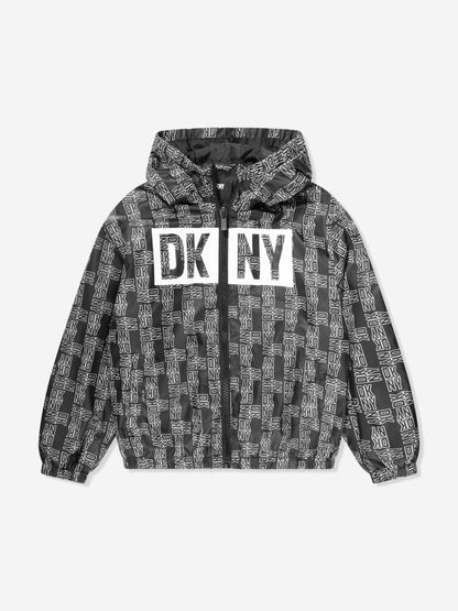 DKNY Kids 徽标风衣（黑色）