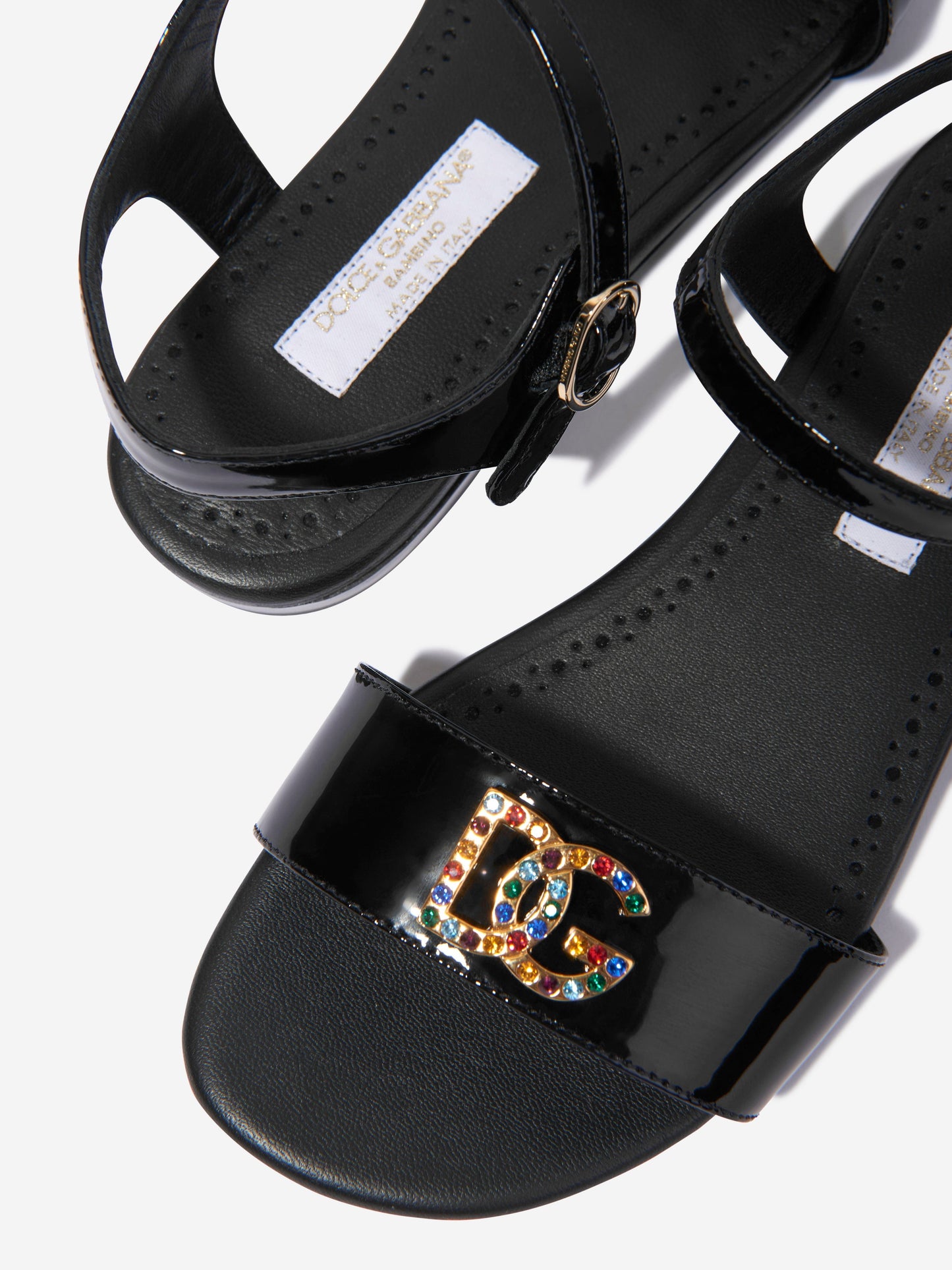 Dolce & Gabbana 女童黑色皮革徽标凉鞋
