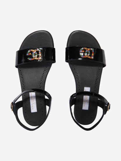 Dolce & Gabbana 女童黑色皮革徽标凉鞋