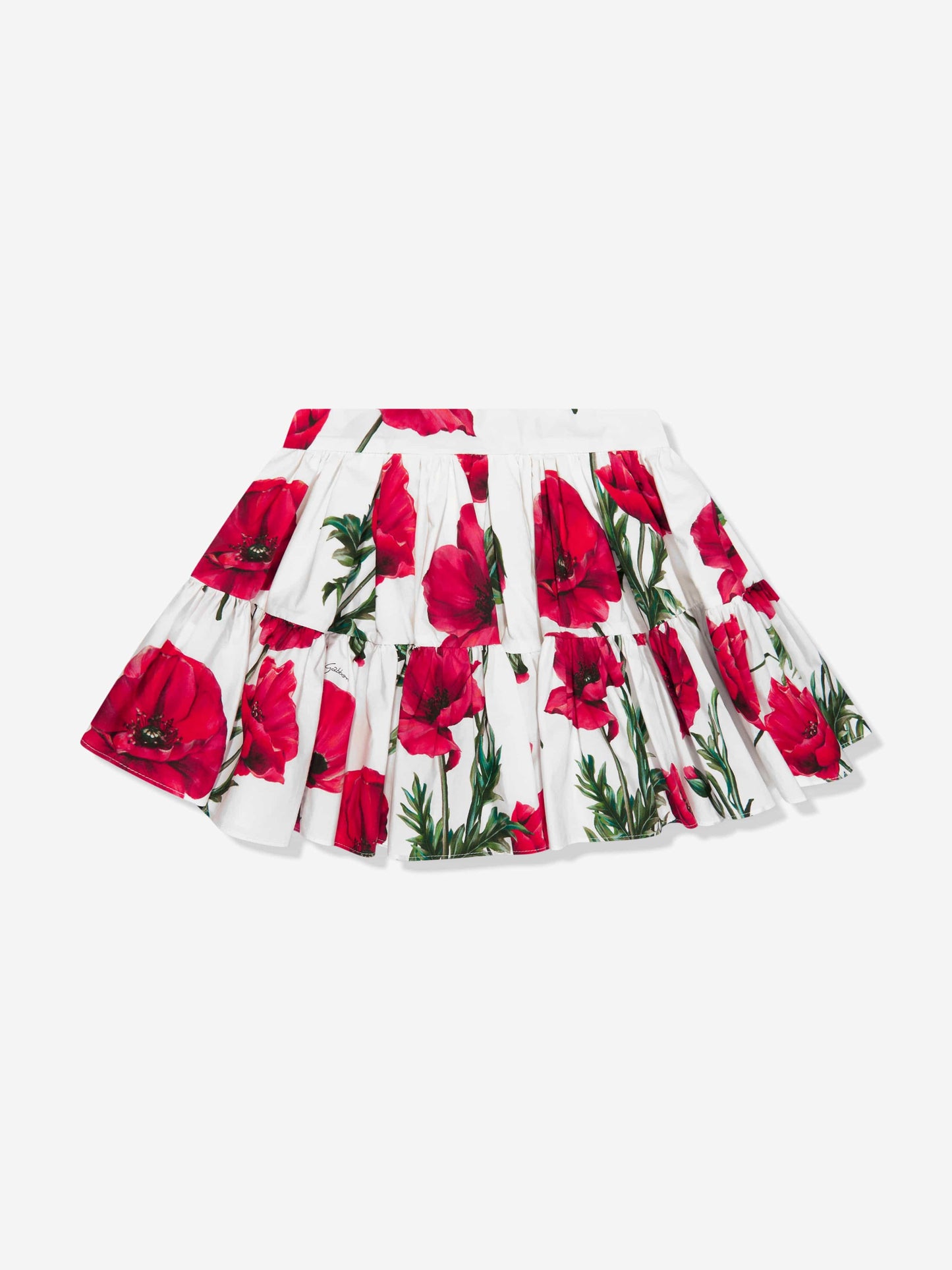 Dolce & Gabbana 女童白色罂粟花印花半身裙