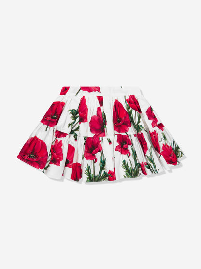 Dolce & Gabbana 女童白色罂粟花印花半身裙