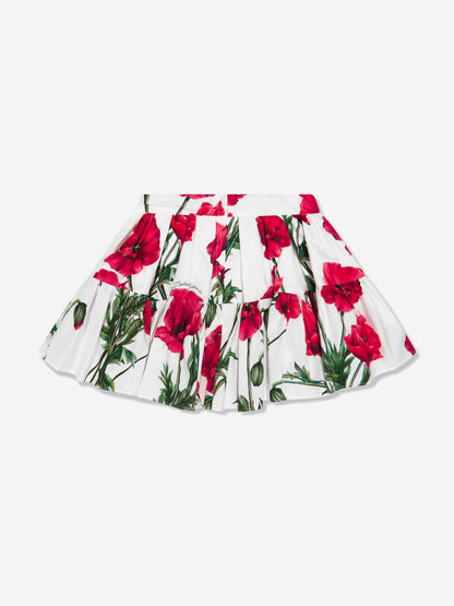 Dolce & Gabbana 女童白色罂粟花印花半身裙