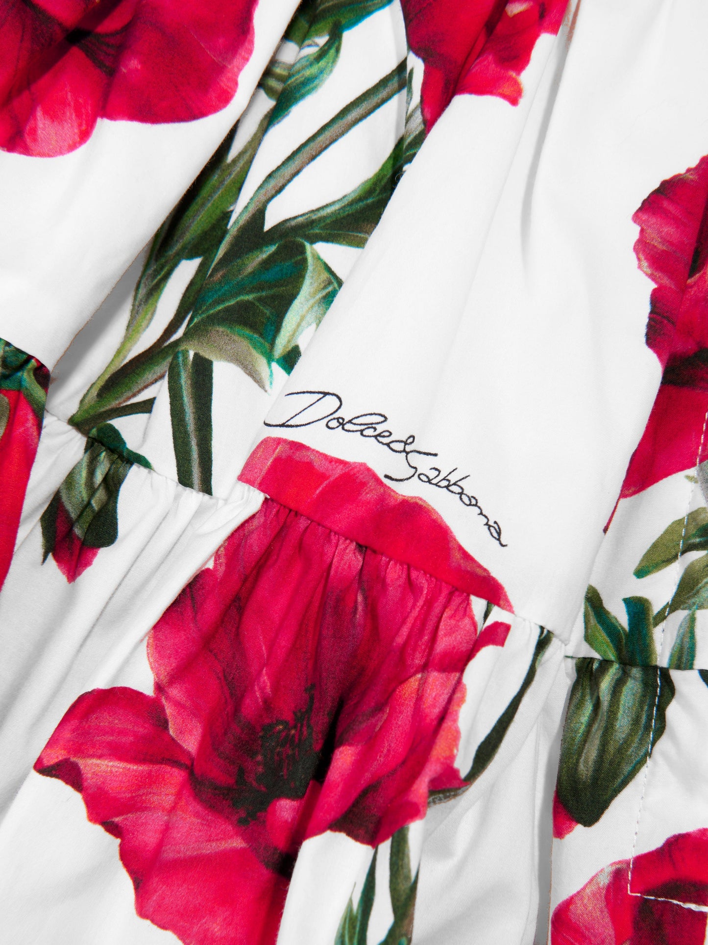 Dolce & Gabbana 女童白色罂粟花印花半身裙