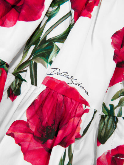 Dolce & Gabbana 女童白色罂粟花印花半身裙