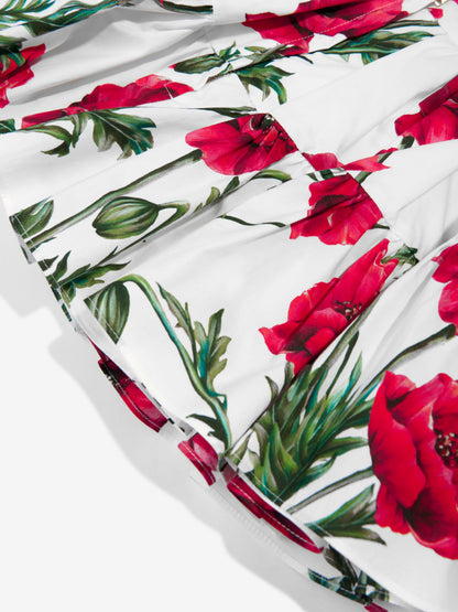 Dolce & Gabbana 女童白色罂粟花印花半身裙