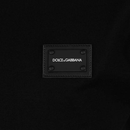 Dolce & Gabbana 男童黑色棉质平纹针织徽标 T 恤