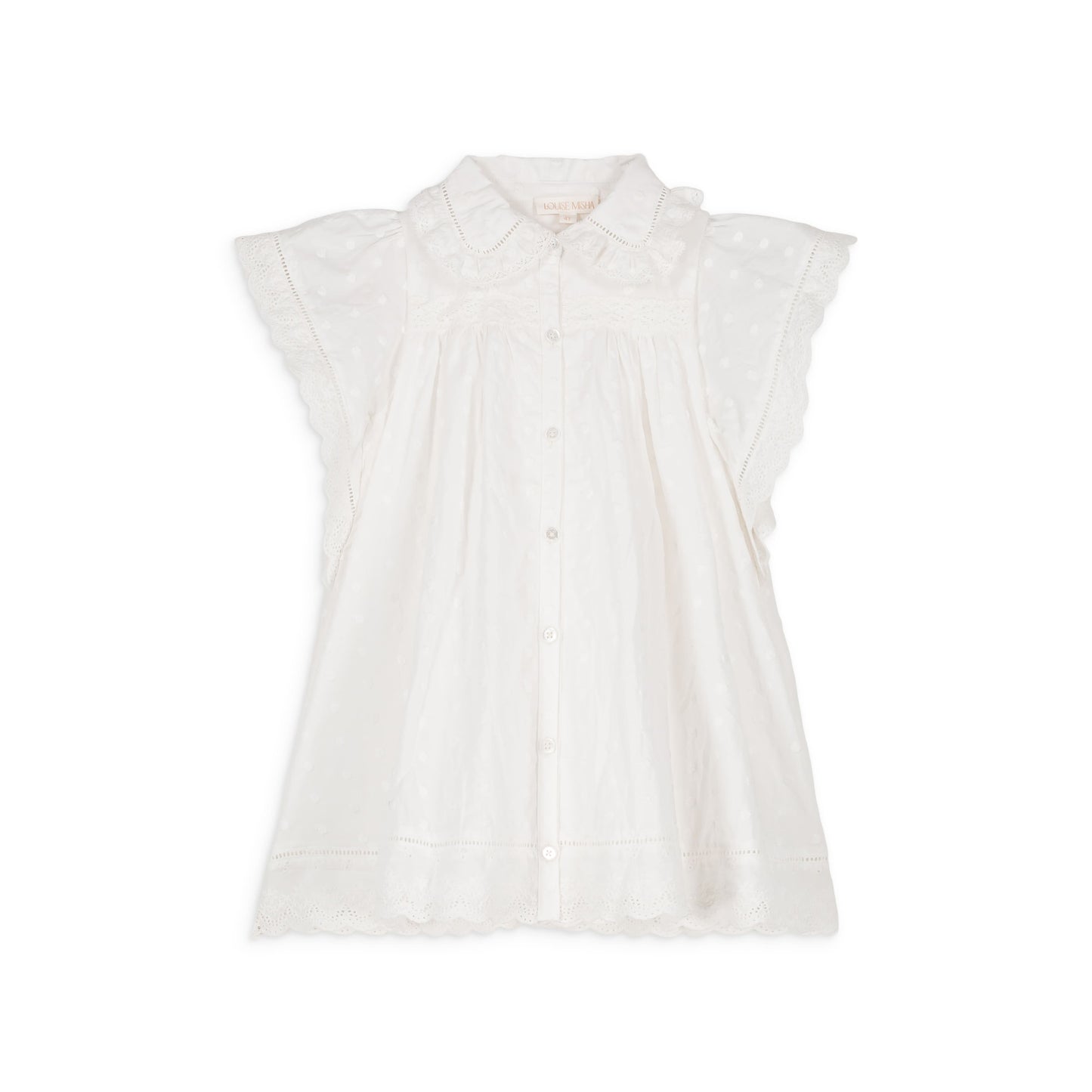 女童白色刺绣棉连衣裙