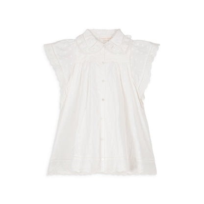 女童白色刺绣棉连衣裙