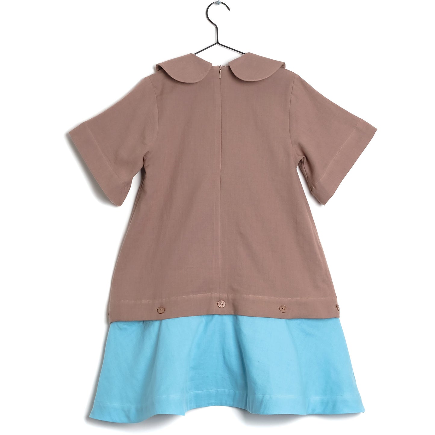 Girls Brown & Blue Cotton Dress