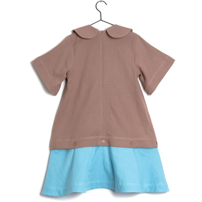 Girls Brown & Blue Cotton Dress
