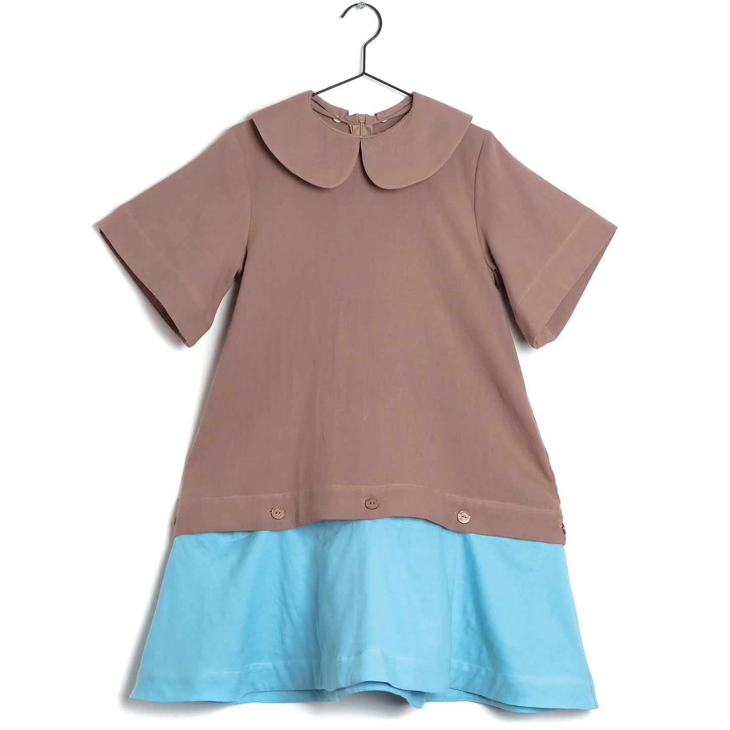 Girls Brown & Blue Cotton Dress