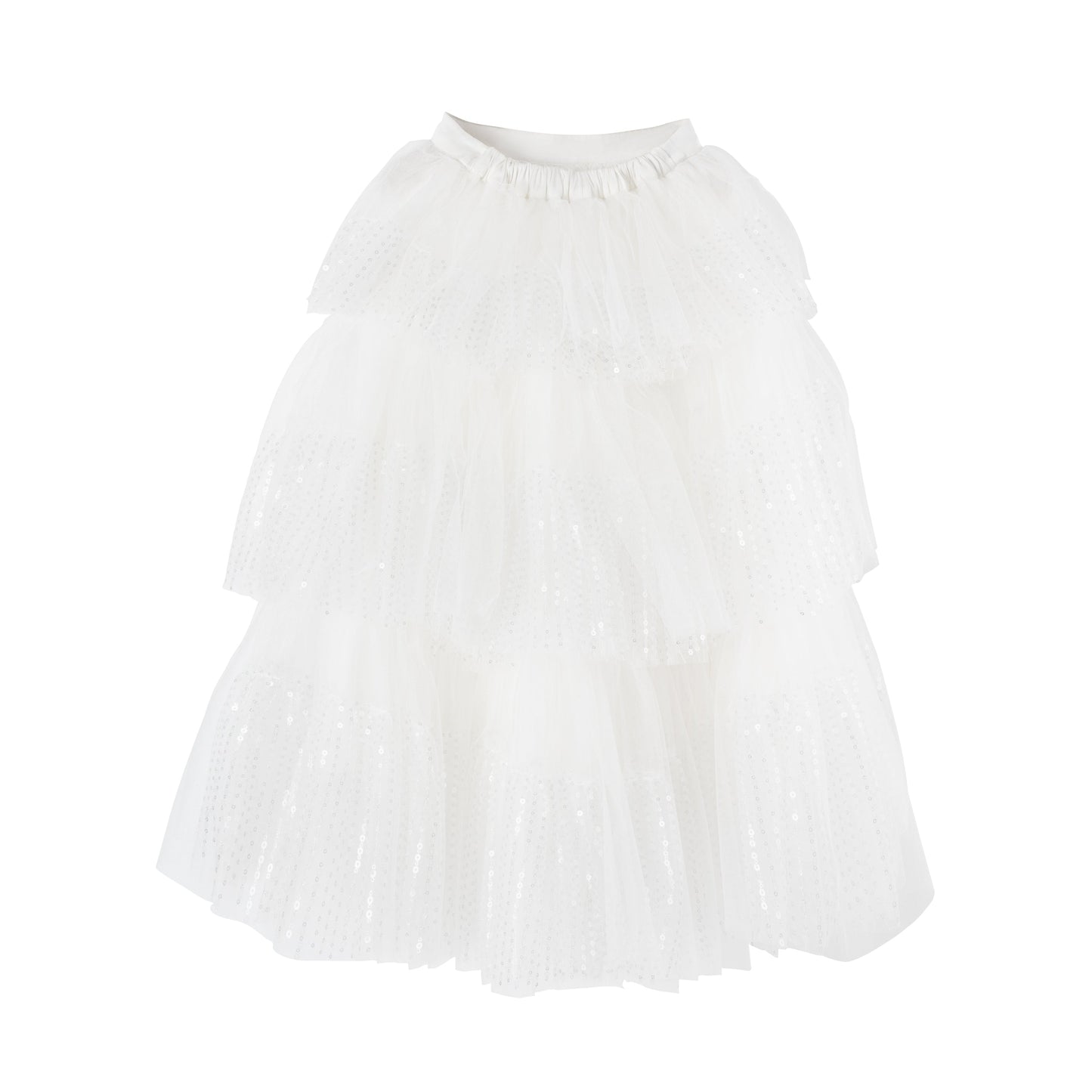女童白色珠绣半身蛋糕裙