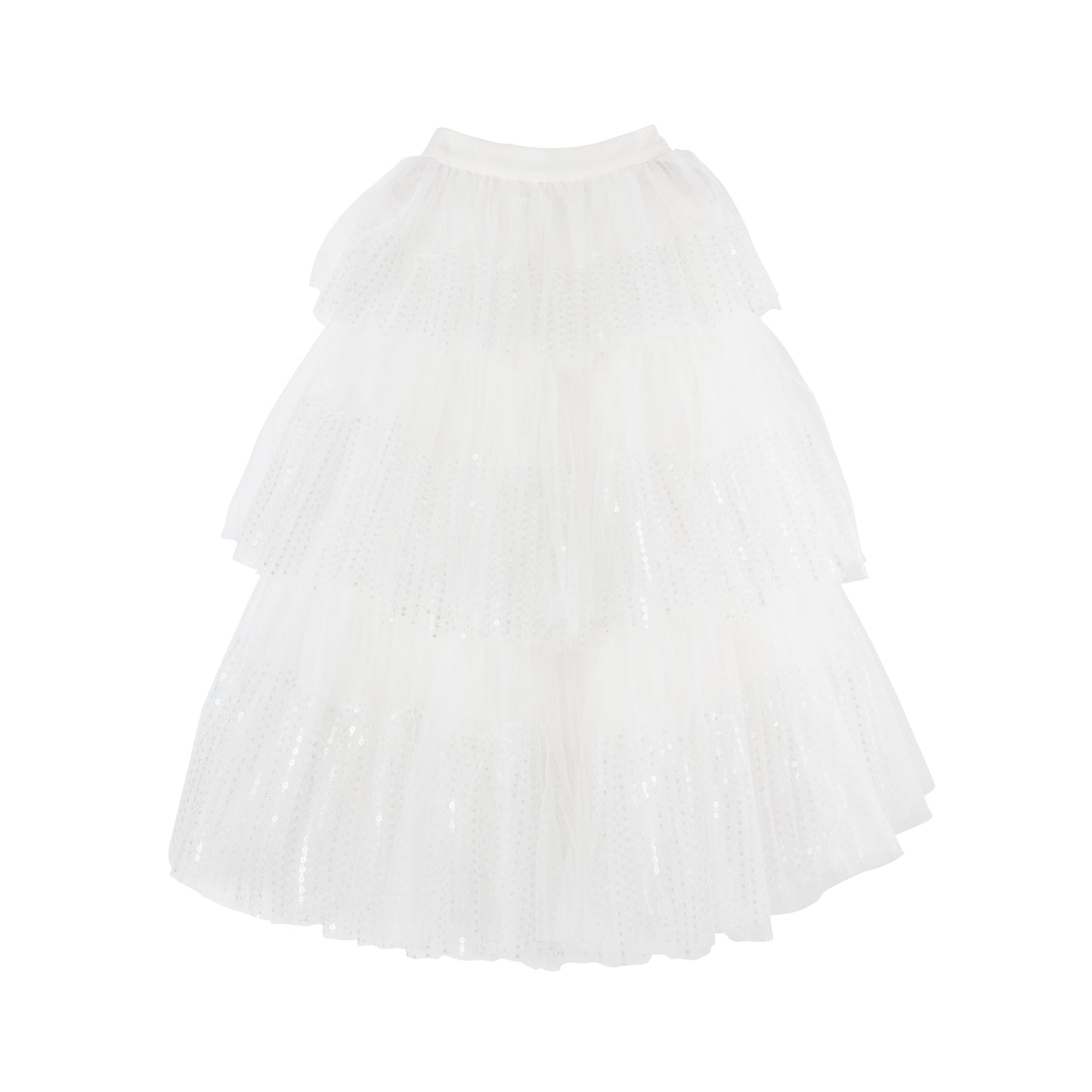 女童白色珠绣半身蛋糕裙