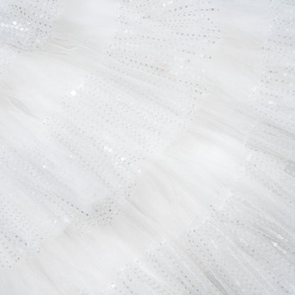 女童白色珠绣半身蛋糕裙