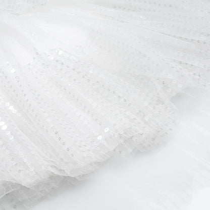 女童白色珠绣半身蛋糕裙