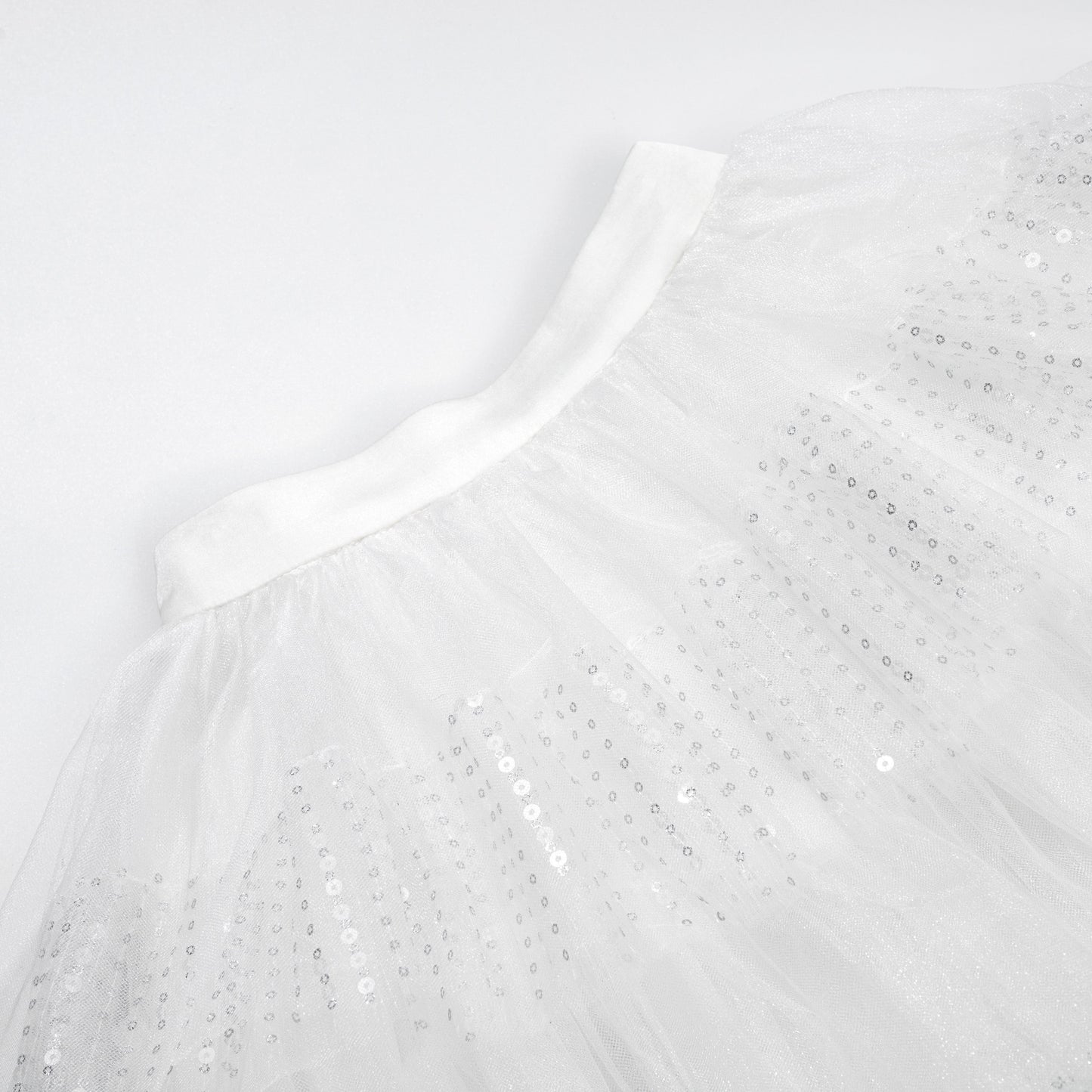 女童白色珠绣半身蛋糕裙