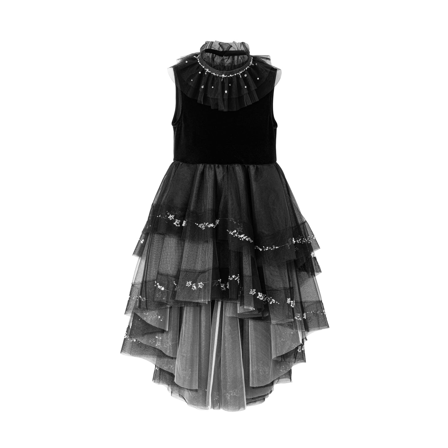 女童黑色珠绣礼服裙