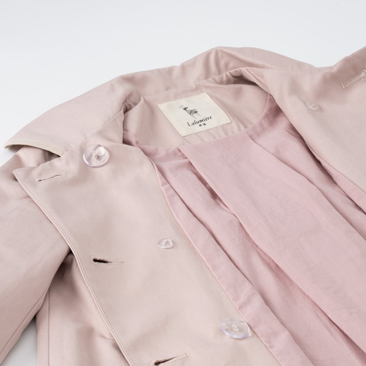 女童裸粉色短款风衣裙